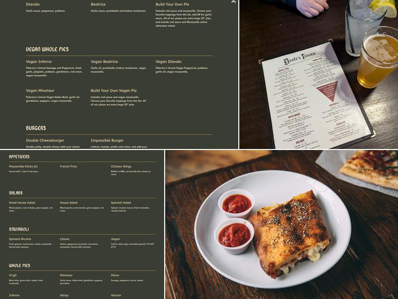 Dante’s Tavern Menu