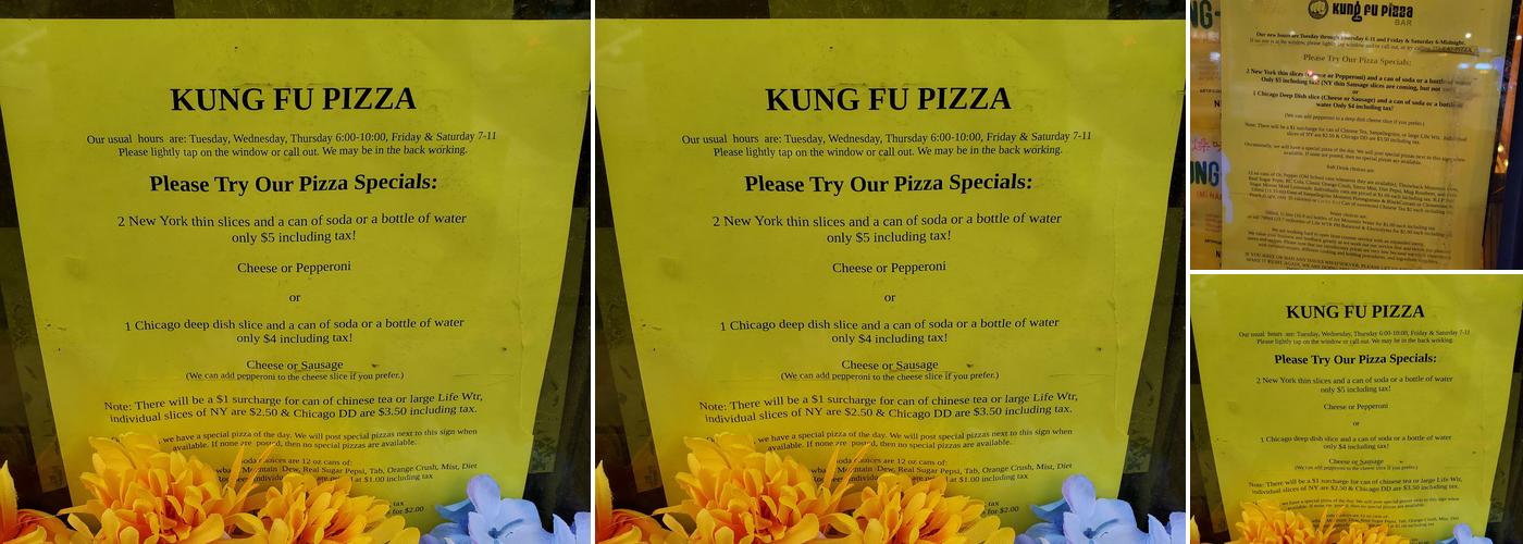 Kung Fu Pizza Bar Menu