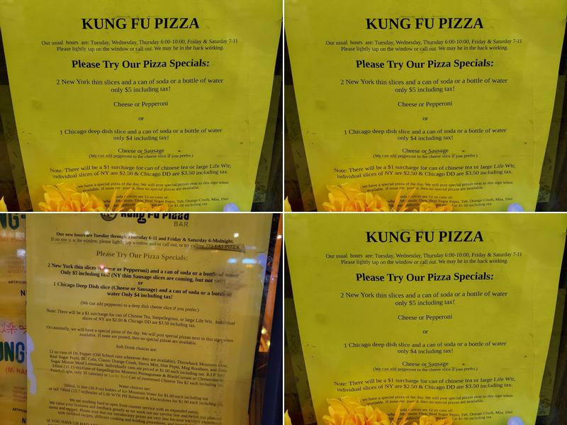 Kung Fu Pizza Bar Menu