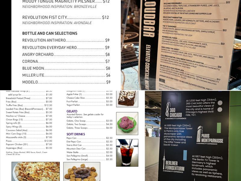 CloudBar at 360 CHICAGO Menu