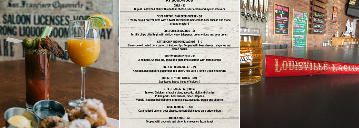 Goodwood Brewing and Spirits Menu