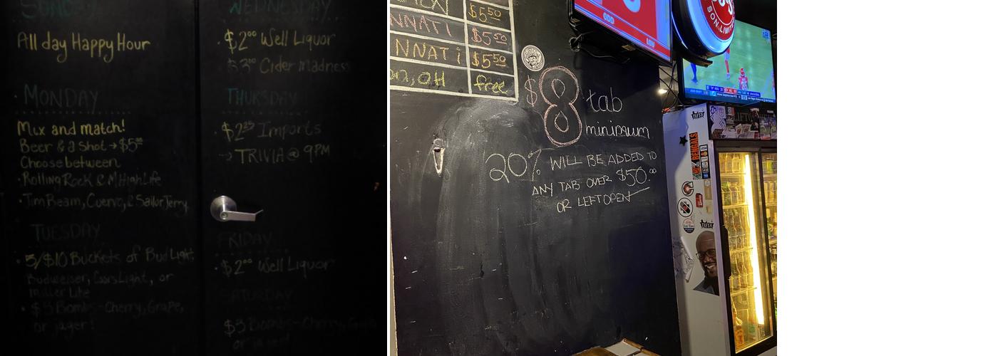 Clifton Heights Tavern Menu