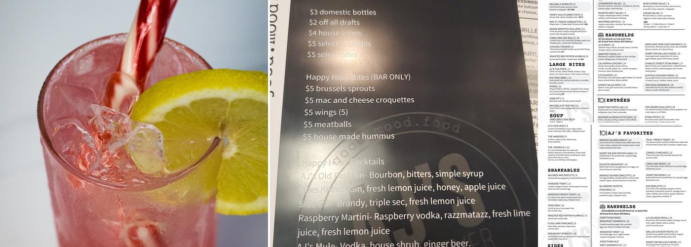 AJ's On Hanover Menu