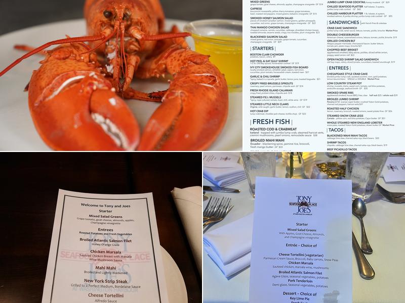 Tony and Joe's Seafood Place Menu