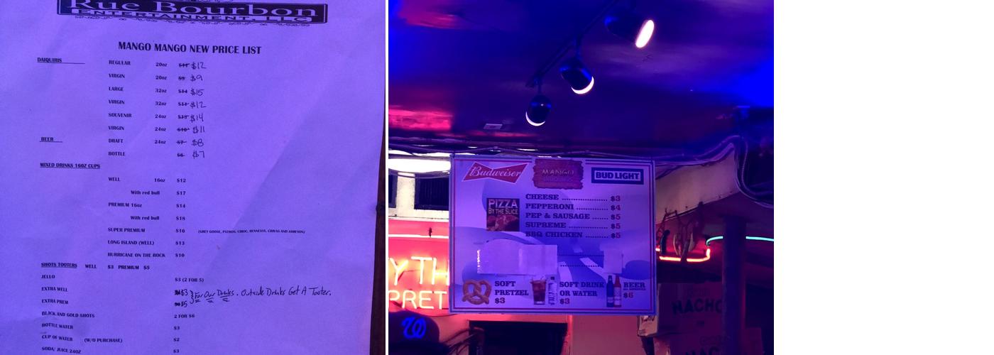 Mango Mango Daiquiris Menu