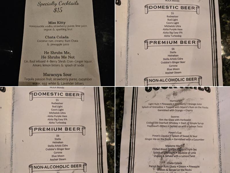 May Baily's Place Menu
