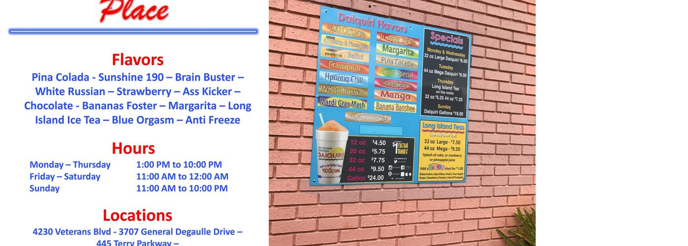 Daiquiri Place Menu