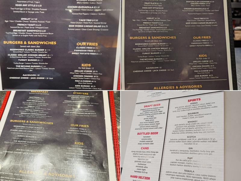 Beer Works Menu