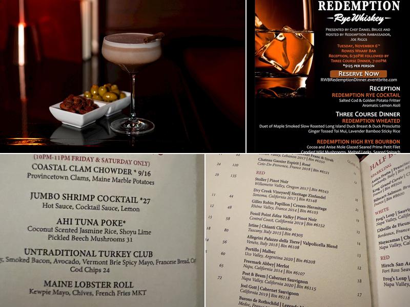 Rowes Wharf Bar Menu