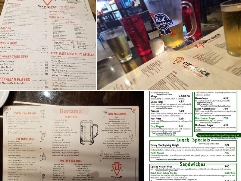 City Slice Pizza and Pints Menu