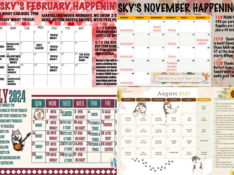 Husky's Pub Menu