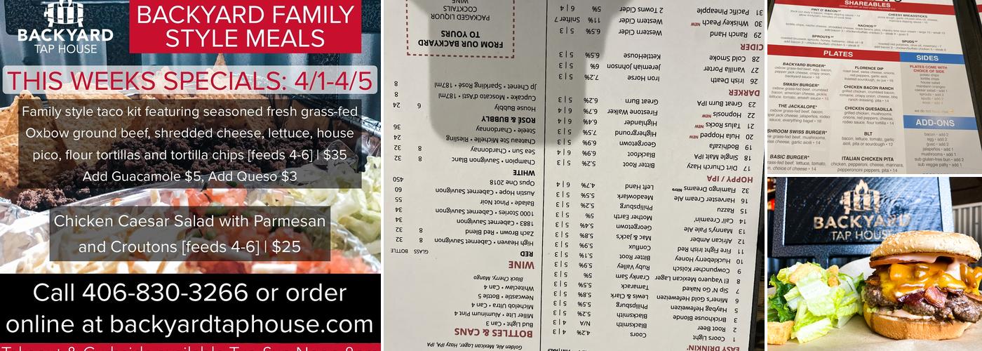Backyard Tap House Menu