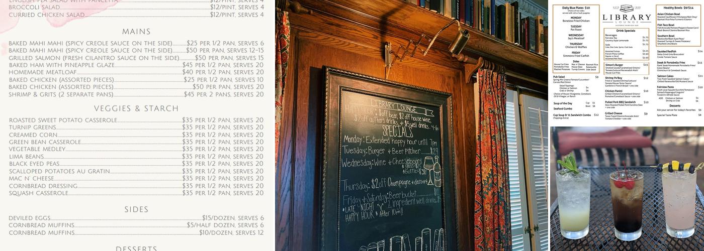 Library Lounge Menu