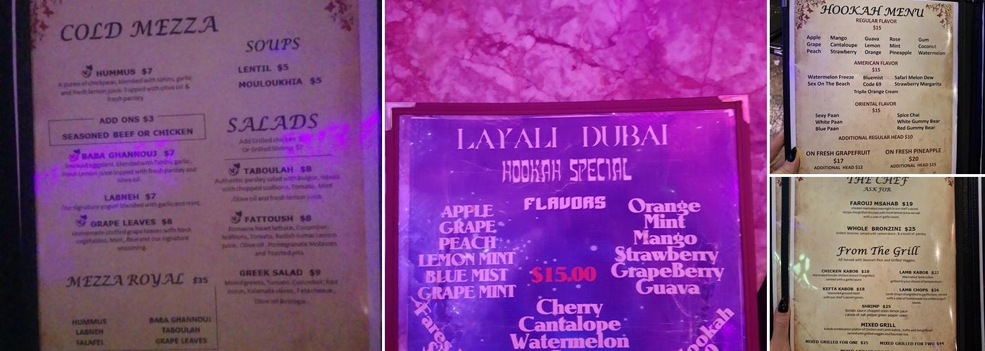 Layali Dubai Menu