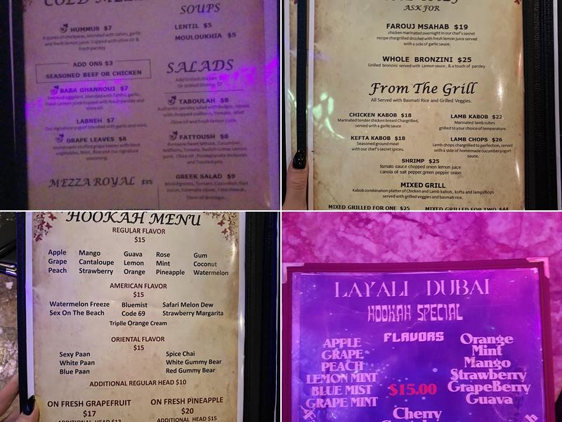 Layali Dubai Menu