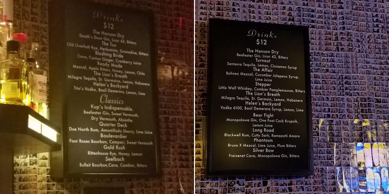 Hanson Dry Menu