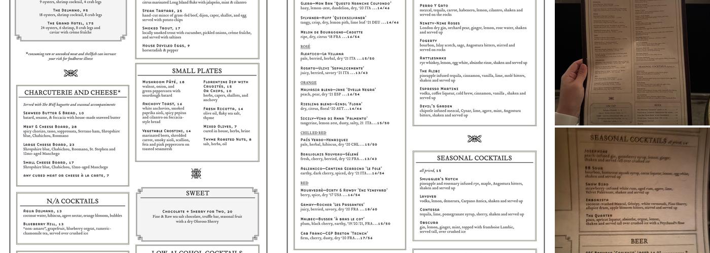 Hotel Delmano Menu