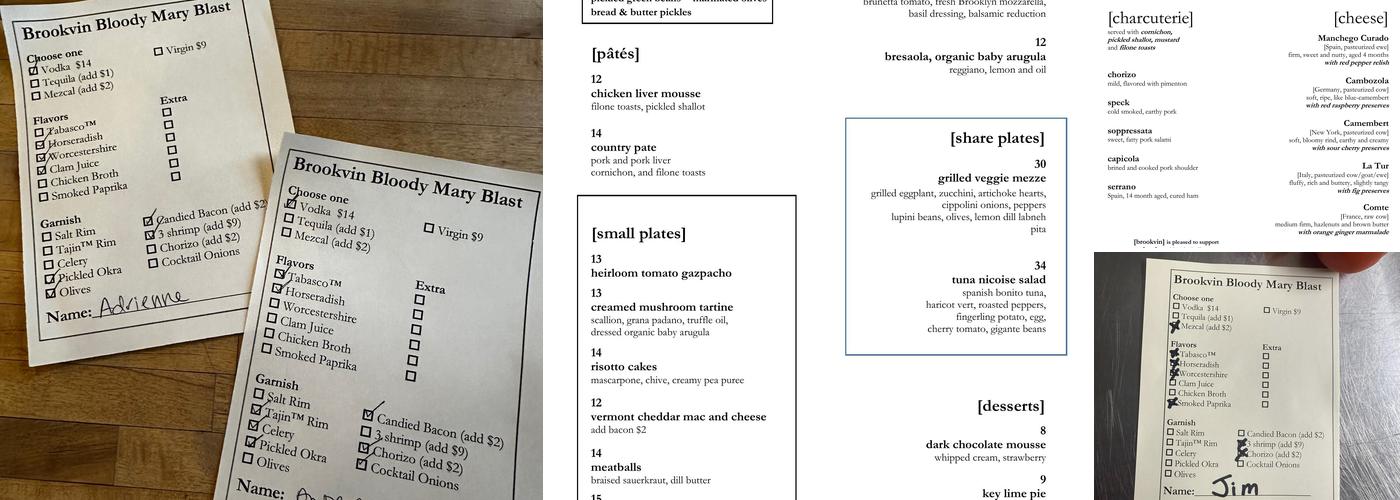 Brookvin Menu