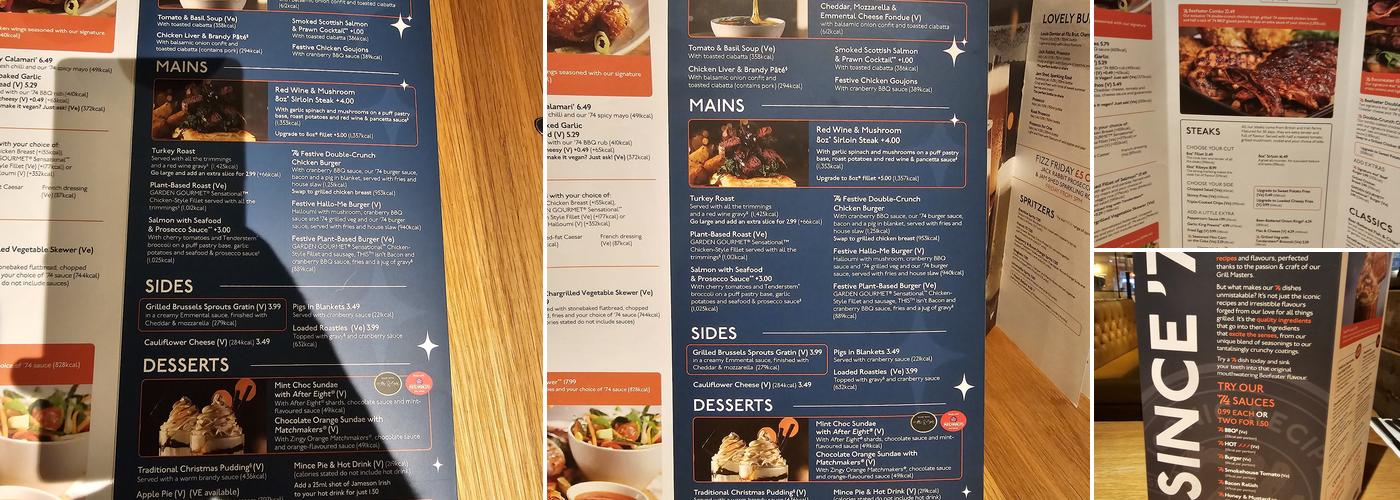 Beefeater Ware Menu