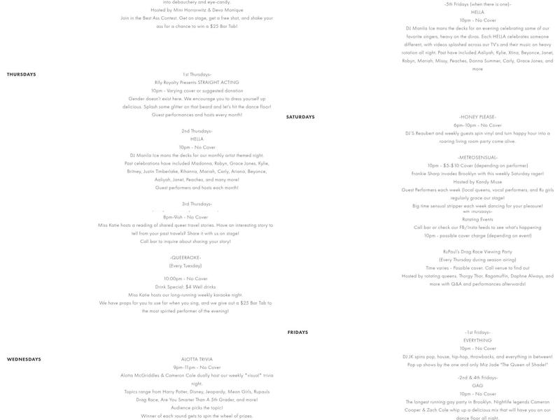 Metropolitan Menu