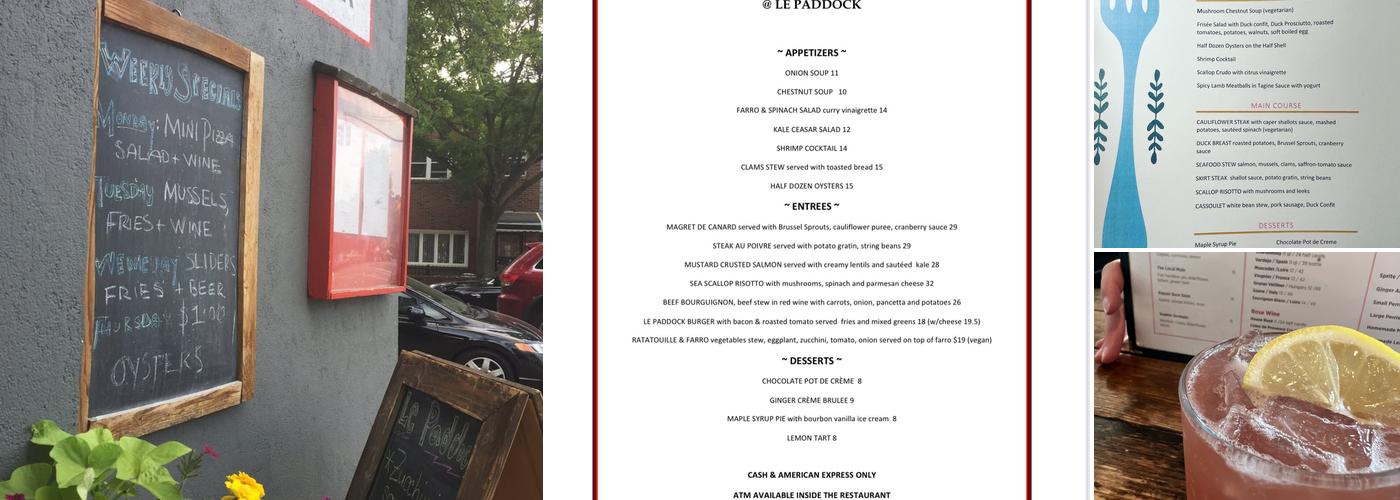 Le Paddock Menu