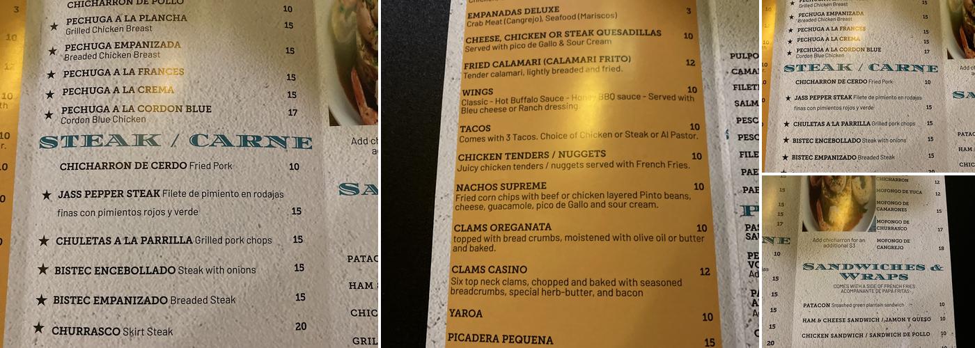 Jass Restaurant & Lounge Menu