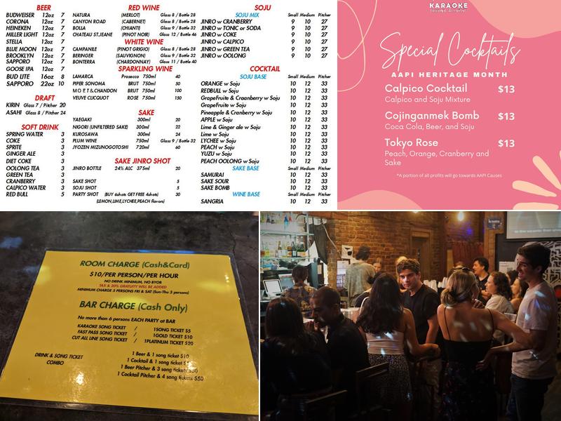 SING SING St.Marks Karaoke Menu