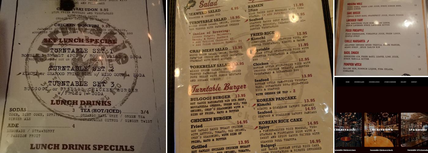 Turntable Chicken Jazz Menu