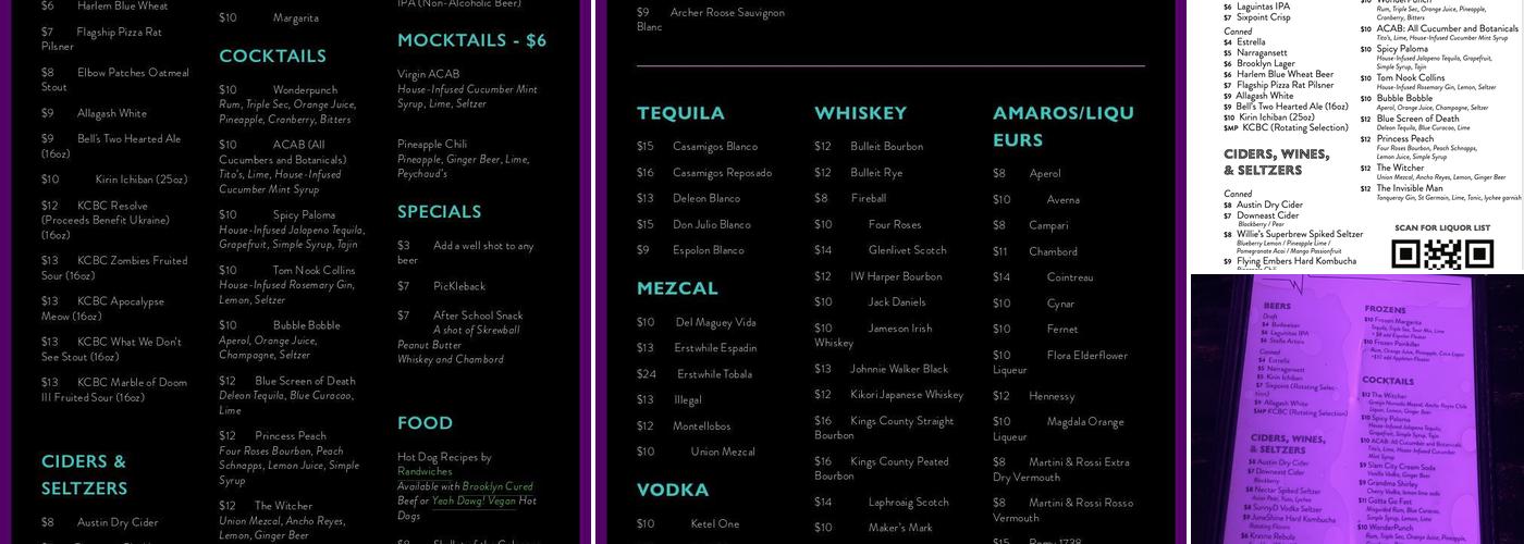 Wonderville Menu