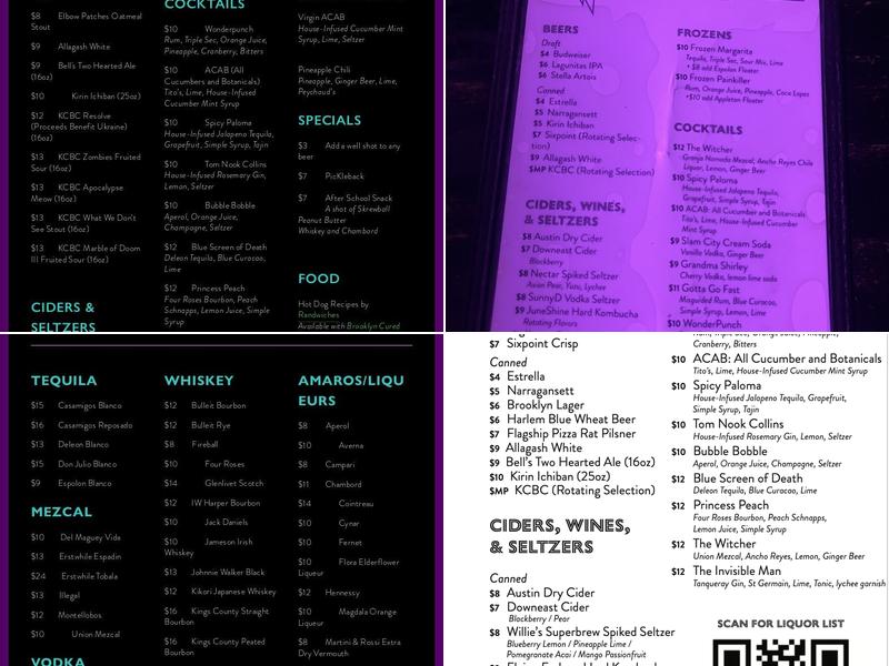 Wonderville Menu