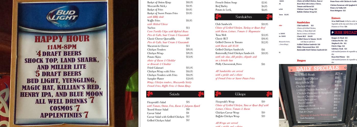 Fitzgerald's Pub Menu
