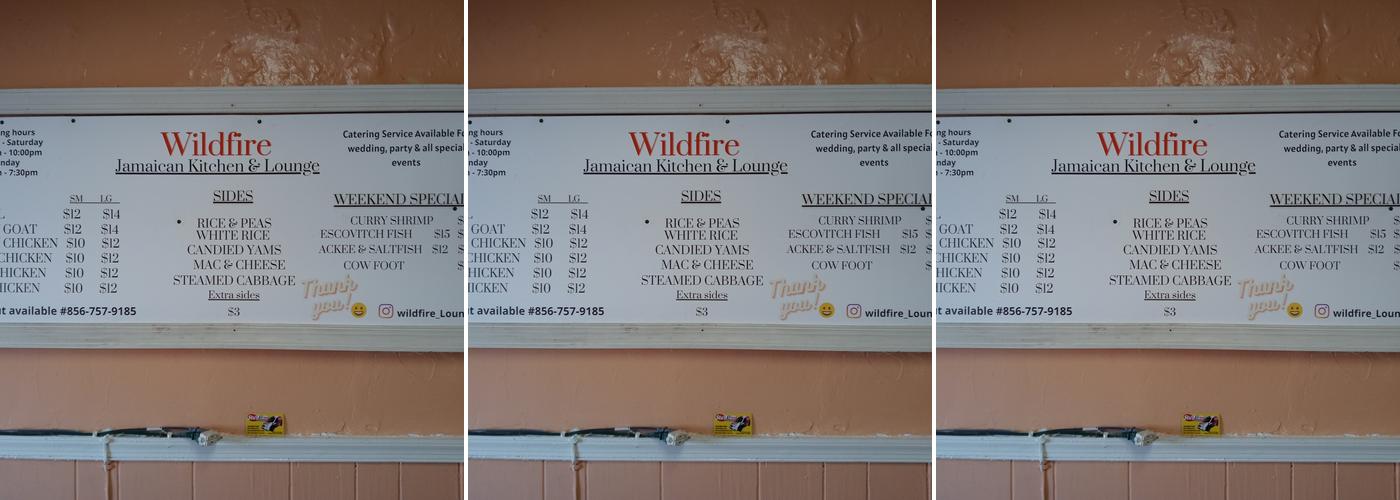 Wild Fire Lounge Menu
