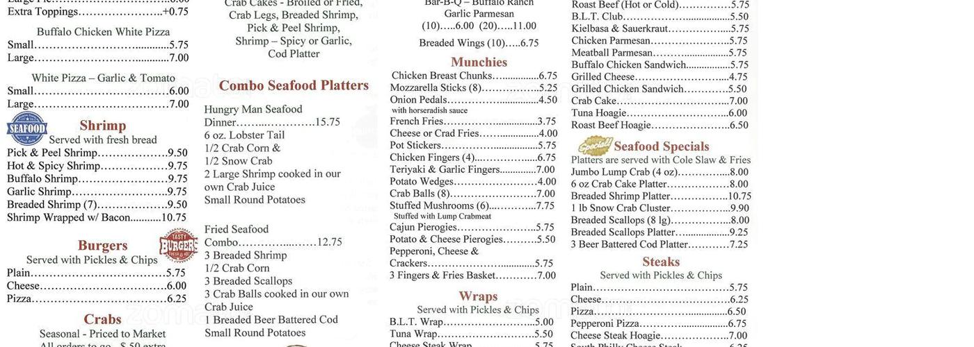 Cheers Cafe Inc Menu