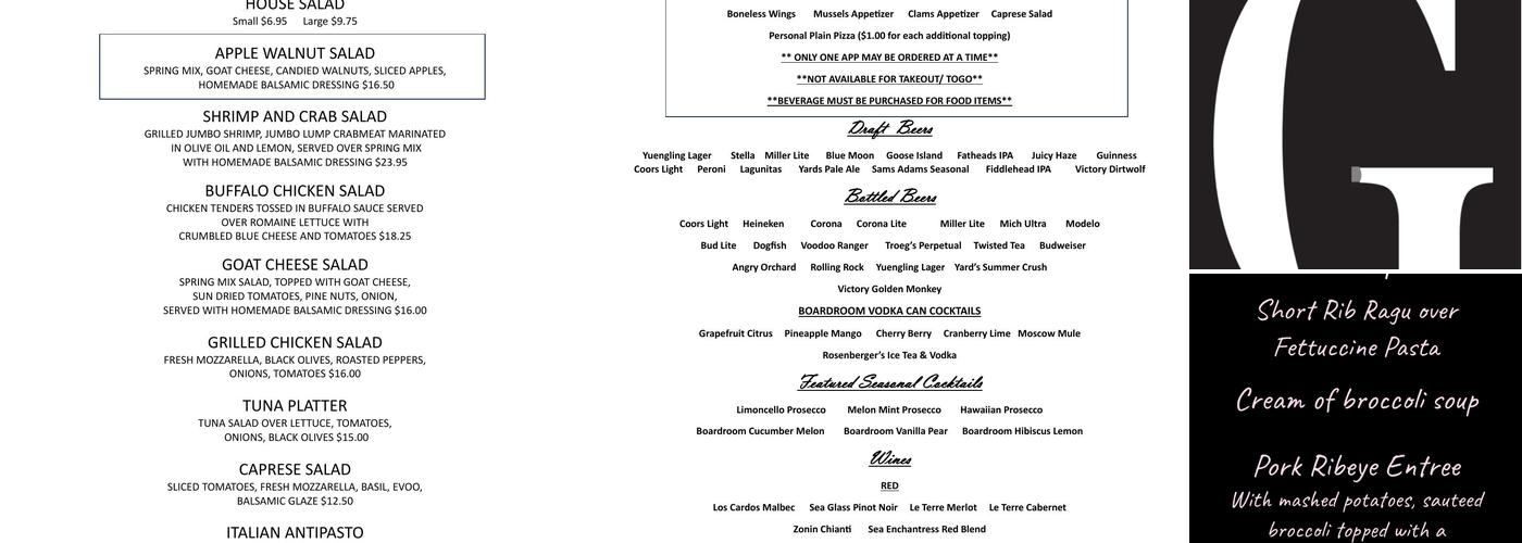 Giuseppe's of Ambler Menu