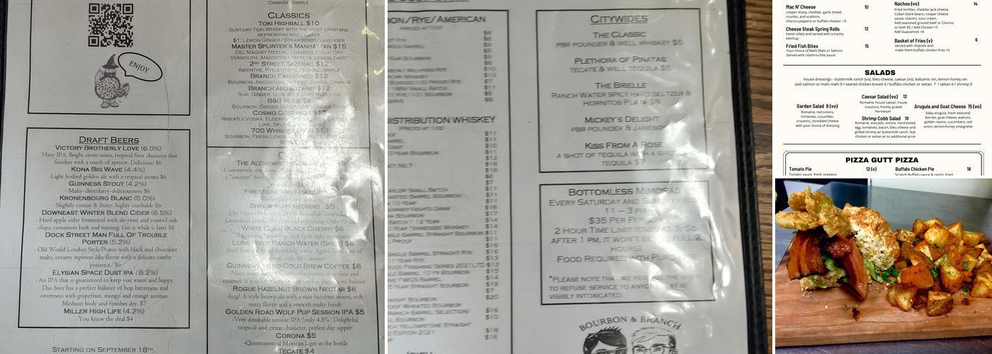 Bourbon & Branch Menu