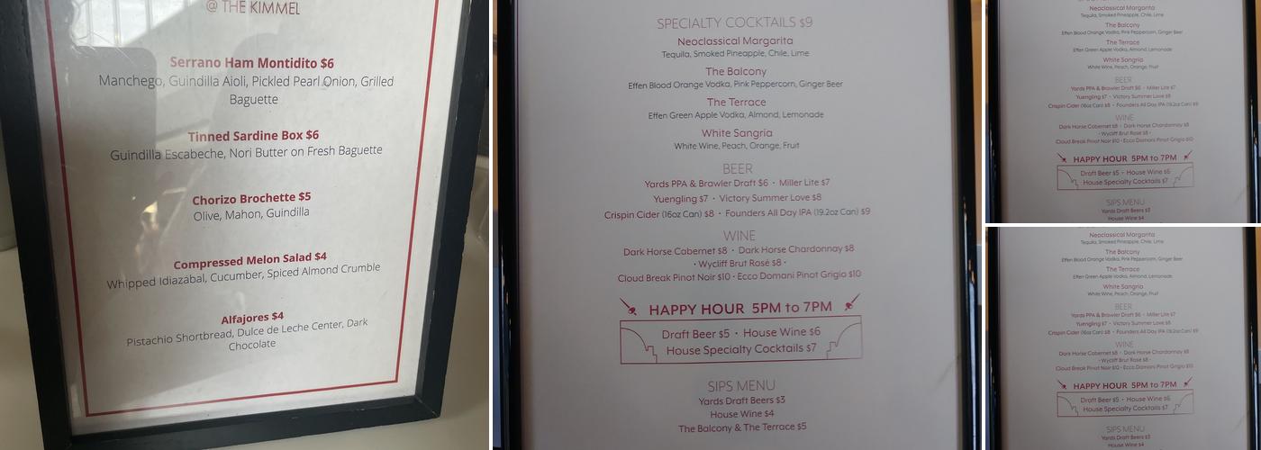 Balcony Bar Menu
