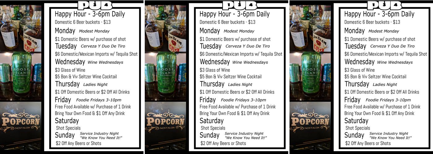 Pub 134 Menu