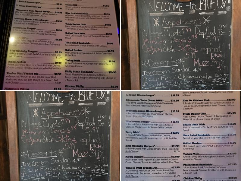 Blue Ox Central Menu