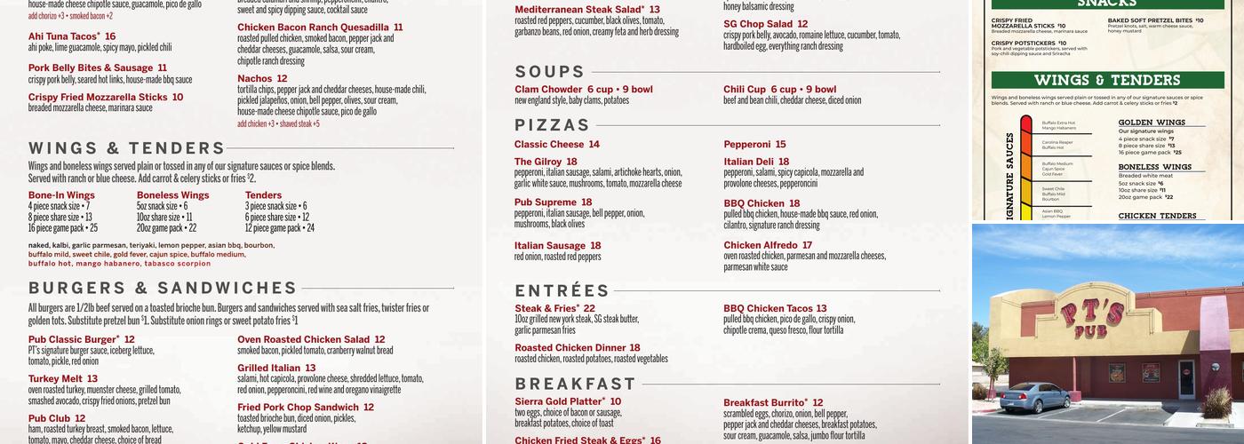 Pt's Pub Menu