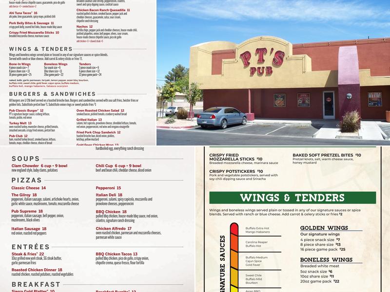 Pt's Pub Menu