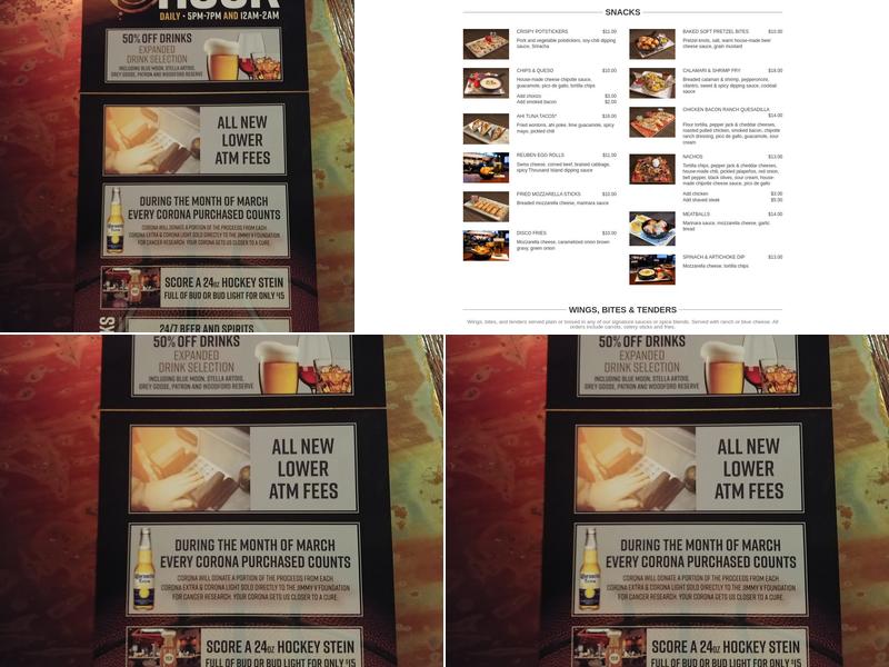Pt's Pub Menu