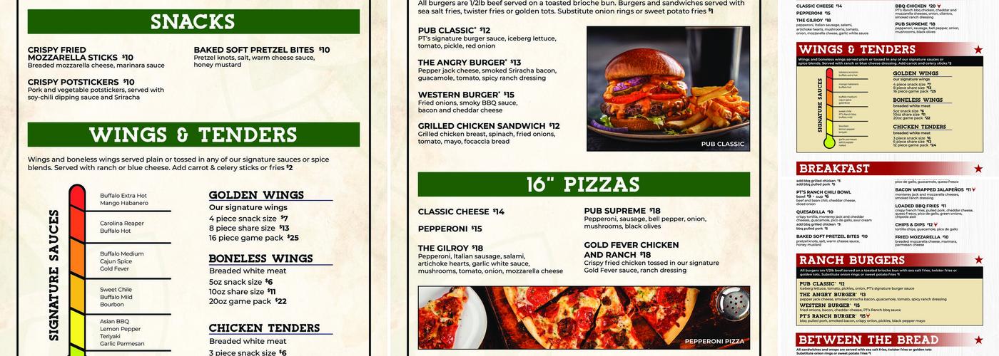 PT's Brewing Co. Menu