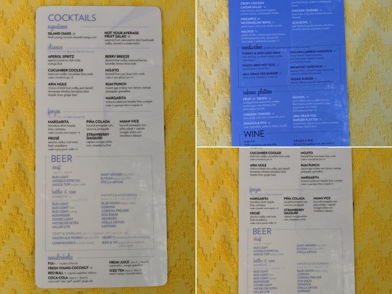 LIQUID Pool Lounge Menu