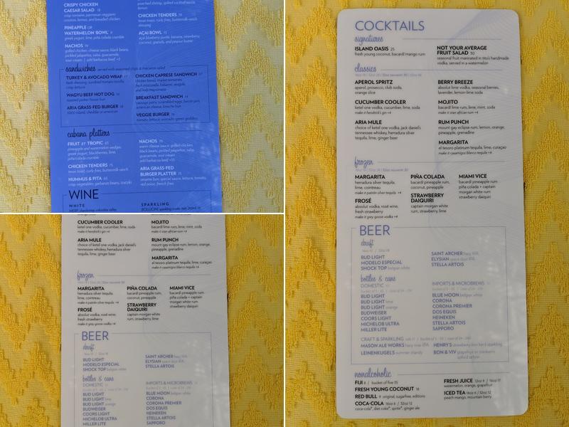 LIQUID Pool Lounge Menu