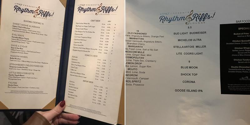 Rhythm & Riffs Lounge Menu