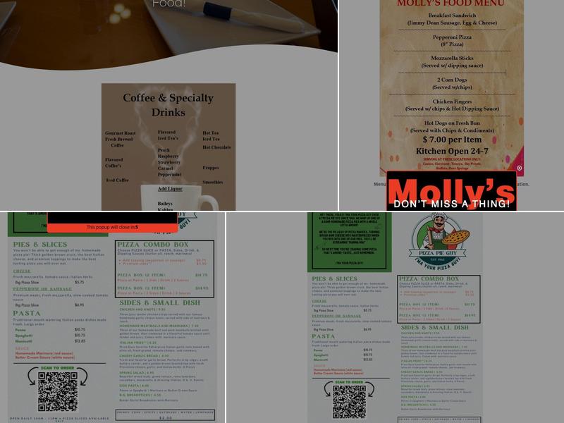 Molly's II Menu