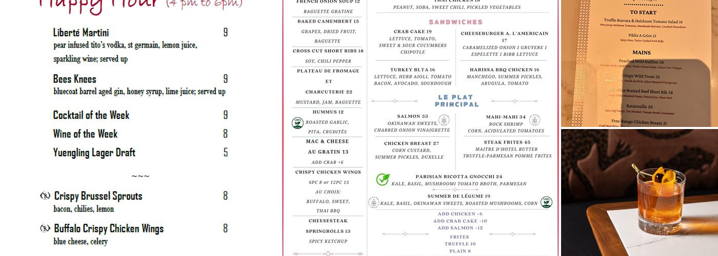 Liberté Urban Chic Lounge Menu