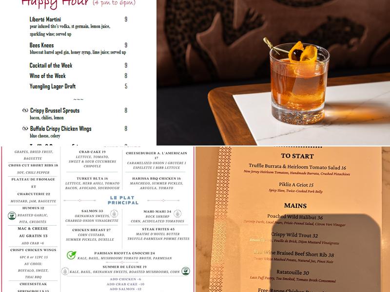 Liberté Urban Chic Lounge Menu