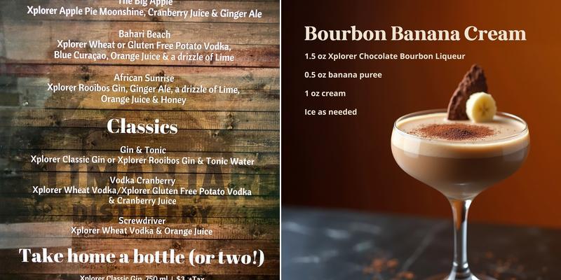 Xplorer Spirits Menu