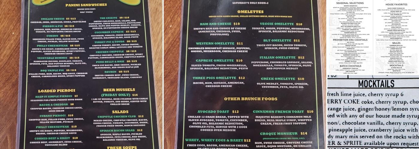 Altered State Distillery Menu